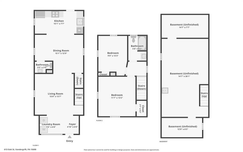 613 Oak Street, Vandergrift, 15690, 2 Bedrooms Bedrooms, ,1.1 BathroomsBathrooms,Residential,For Sale,Oak Street,1749982
