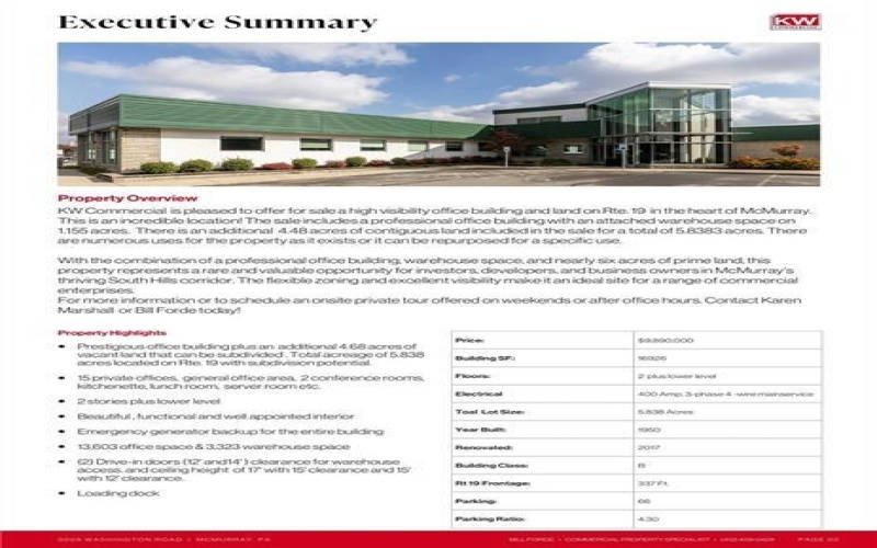 3009 Washington Road, Mc Murray, 15317, ,Commercial-industrial-business,For Sale,Washington Road,1768211
