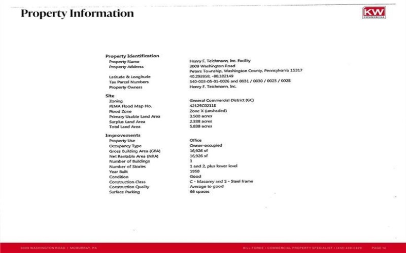 3009 Washington Road, Mc Murray, 15317, ,Commercial-industrial-business,For Sale,Washington Road,1768211