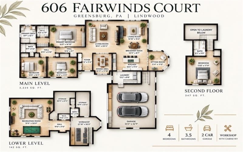 606 Fairwinds Ct, Greensburg, 15601, 4 Bedroom Bedrooms, 13 Room Rooms,3.1 BathroomBathrooms,Residential,For Sale,Fairwinds Ct,1773704