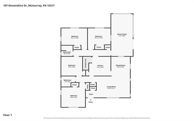 107 Devonshire Dr, McMurray, 15317, 4 Bedroom Bedrooms, 10 Room Rooms,2 BathroomBathrooms,Residential,For Sale,Devonshire Dr,1775739